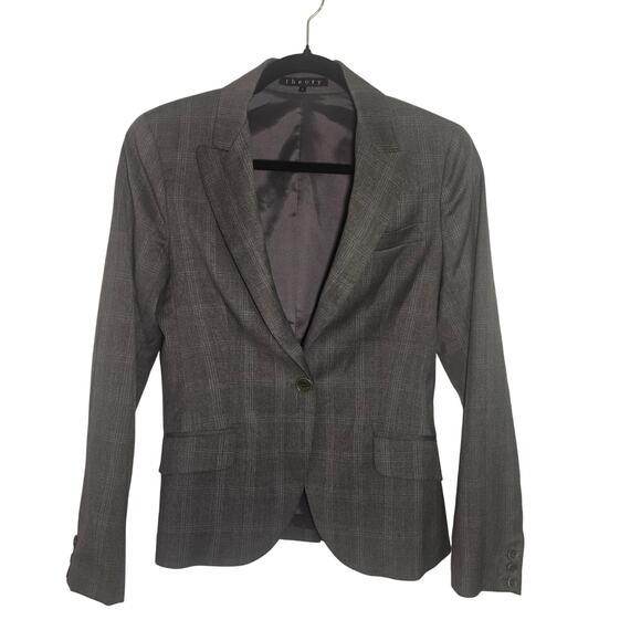 Theory Wool Single Button Gray Blazer Size 4 - Picture 1 of 7